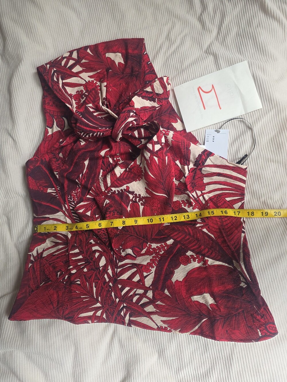H&M Strap-detail One-shoulder Top Floral Red Paysley Bnwt - Picture 6 of 16